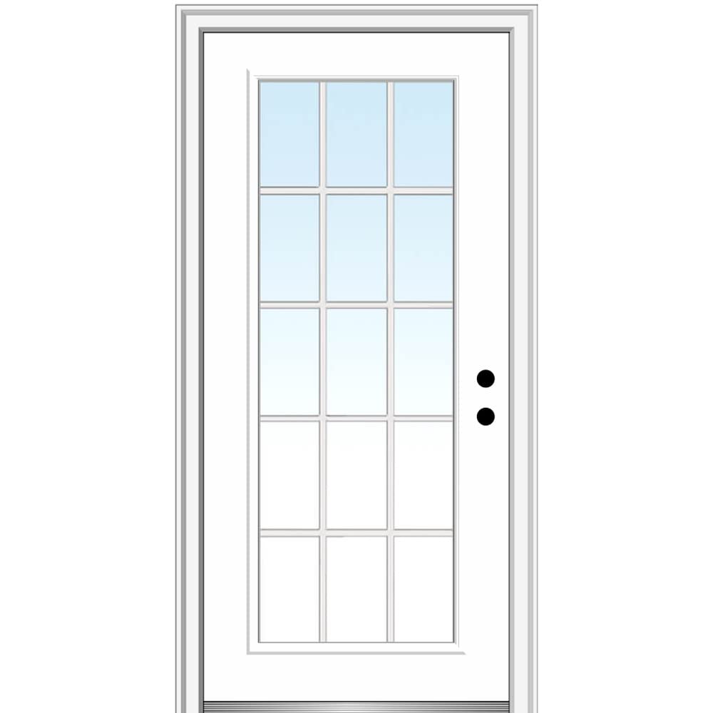 Steel Primed Left-Hand Inswing Full Lite Single Prehung Front Door 36" x 80" A11127