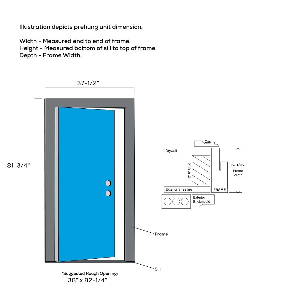 Steel Primed Left-Hand Inswing Full Lite Single Prehung Front Door 36" x 80" A11127