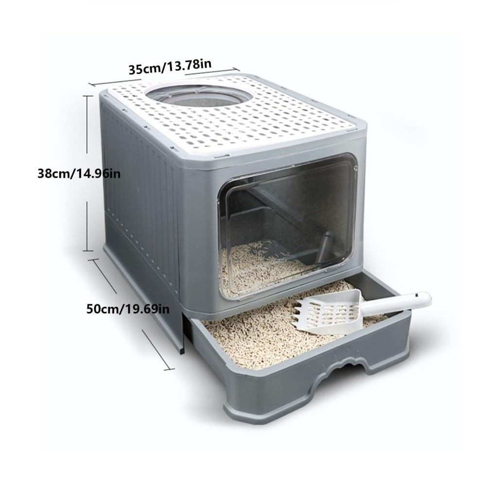 Foldable Enclosed Cat Litter Box with Lid U591162