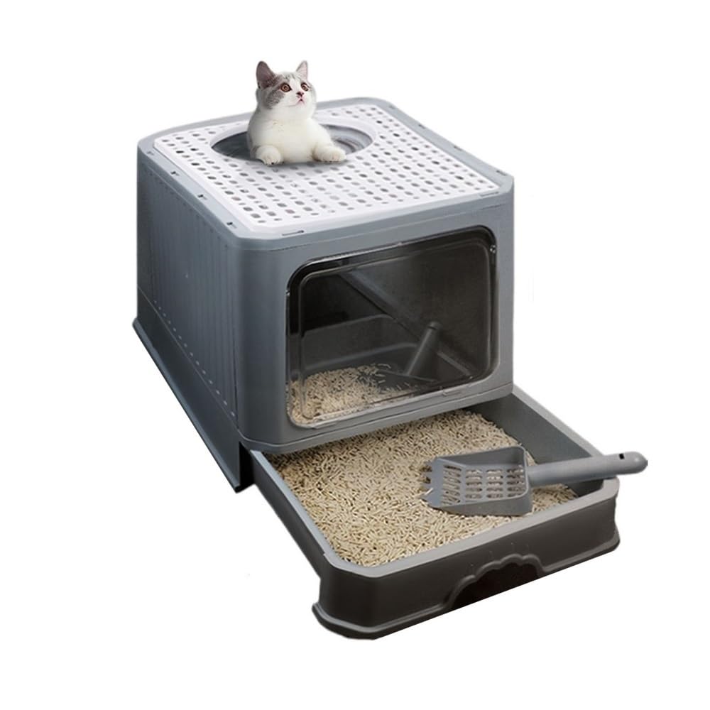 Foldable Enclosed Cat Litter Box with Lid U591162