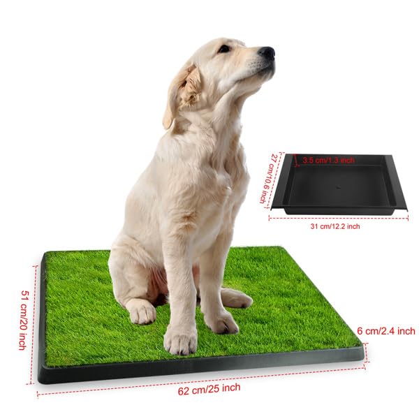 Indoor Dog Potty Training Pad with Removable Waste Tray, Artificial Turf, 25"×20" B745