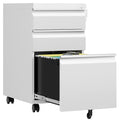 3 Drawer White Metal Mobile File Cabinet with Lock P973