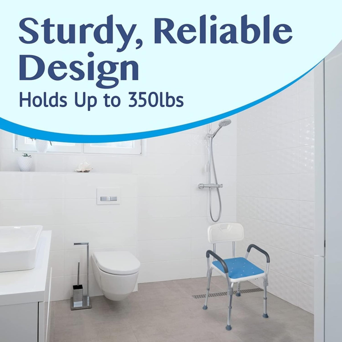 Adjustable Shower Chair with Back and Armrests W555