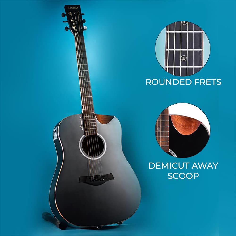 41” Black Spruce Wood Electro-Acoustic Guitar with Built-in Pickup T235