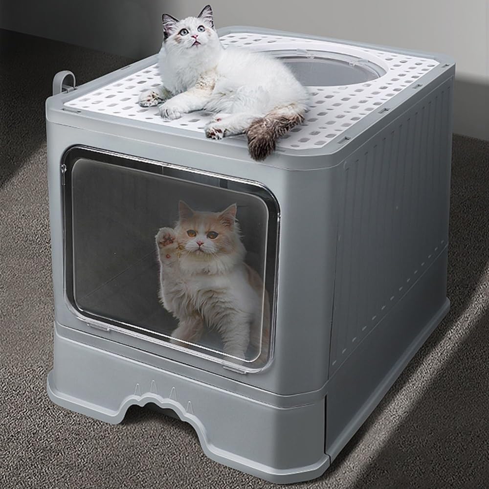 Foldable Enclosed Cat Litter Box with Lid U591162