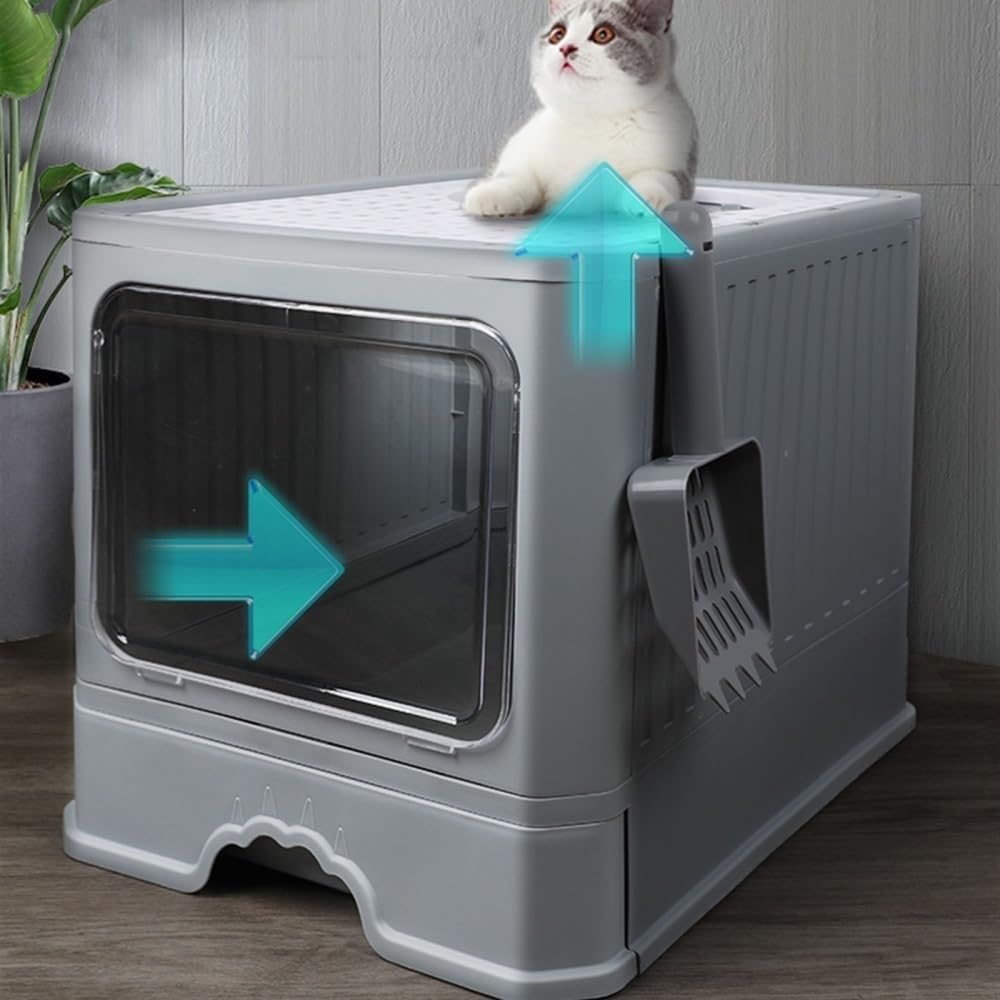 Foldable Enclosed Cat Litter Box with Lid U591162