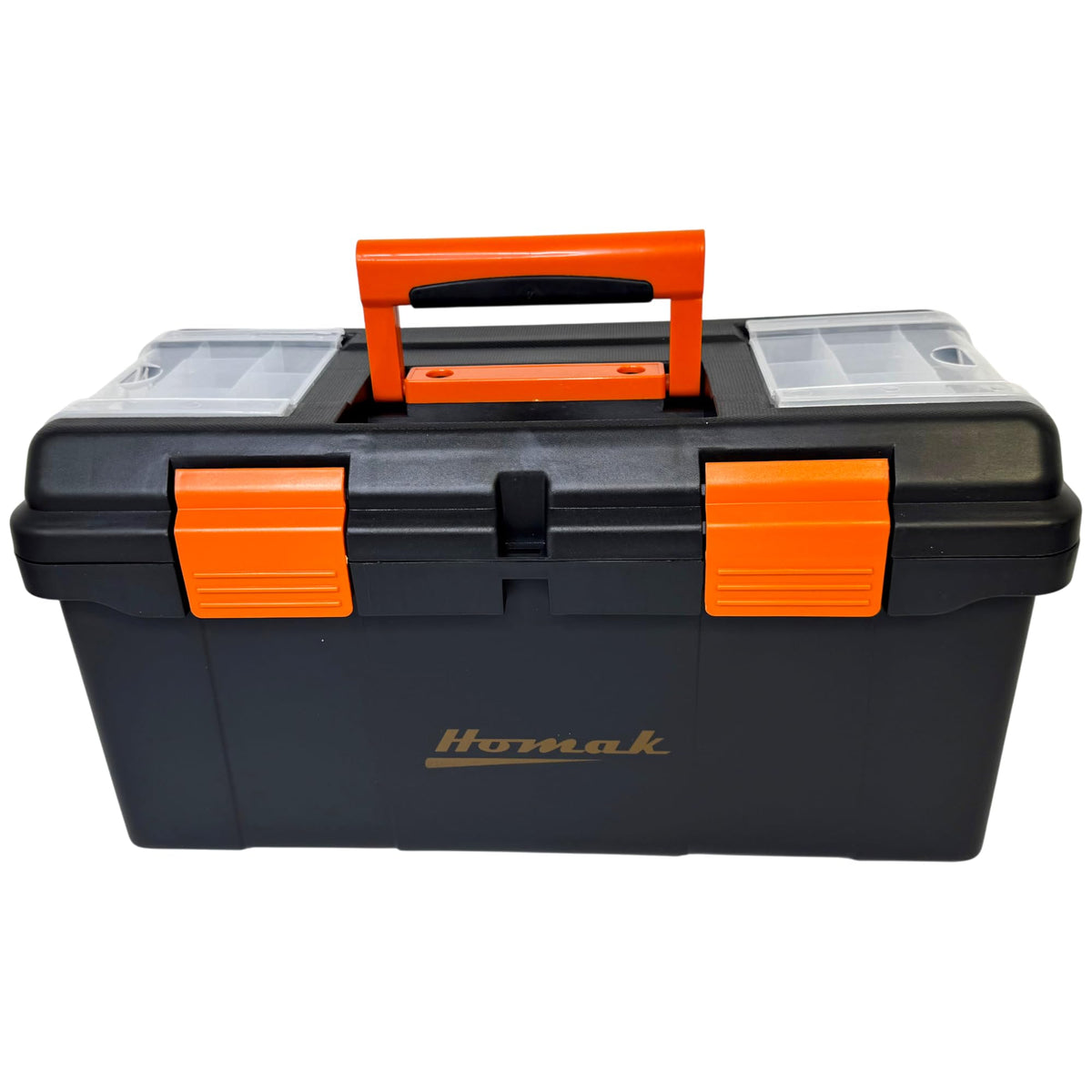 Plastic Tool Box with Tray and Dividers, Black, 19.25 Inches F1537