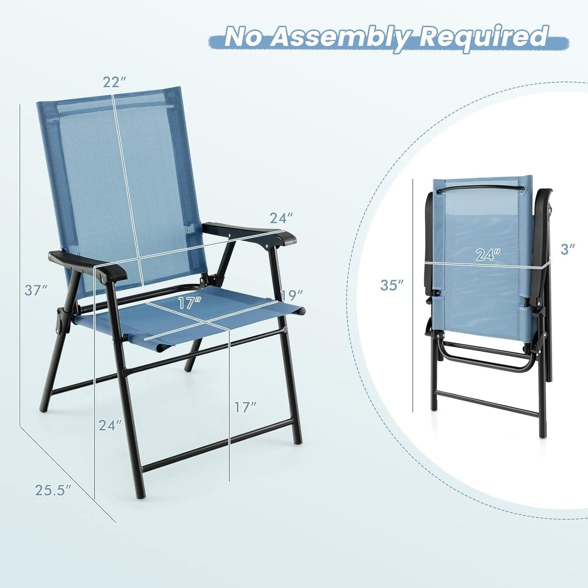 Blue Set of 2 Folding Sling Chairs O97999