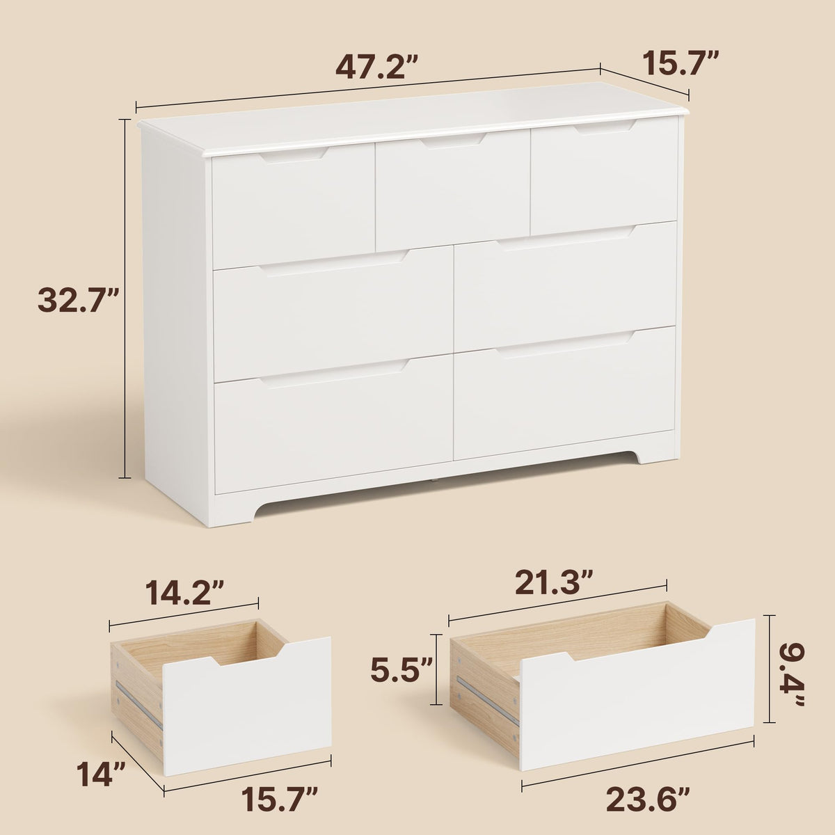 White 7 Drawer Dresser F40939