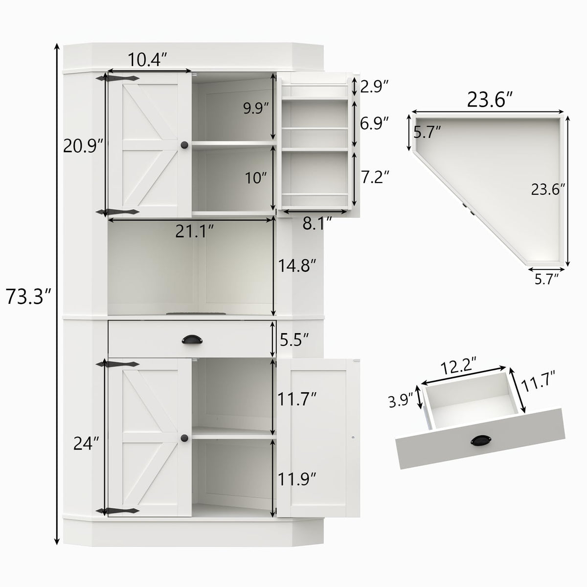 74" Corner Cabinet with Charging Station Y5609