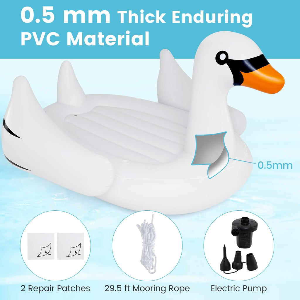 Giant Inflatable Swan Pool Float with 4 Cup Holders L287568