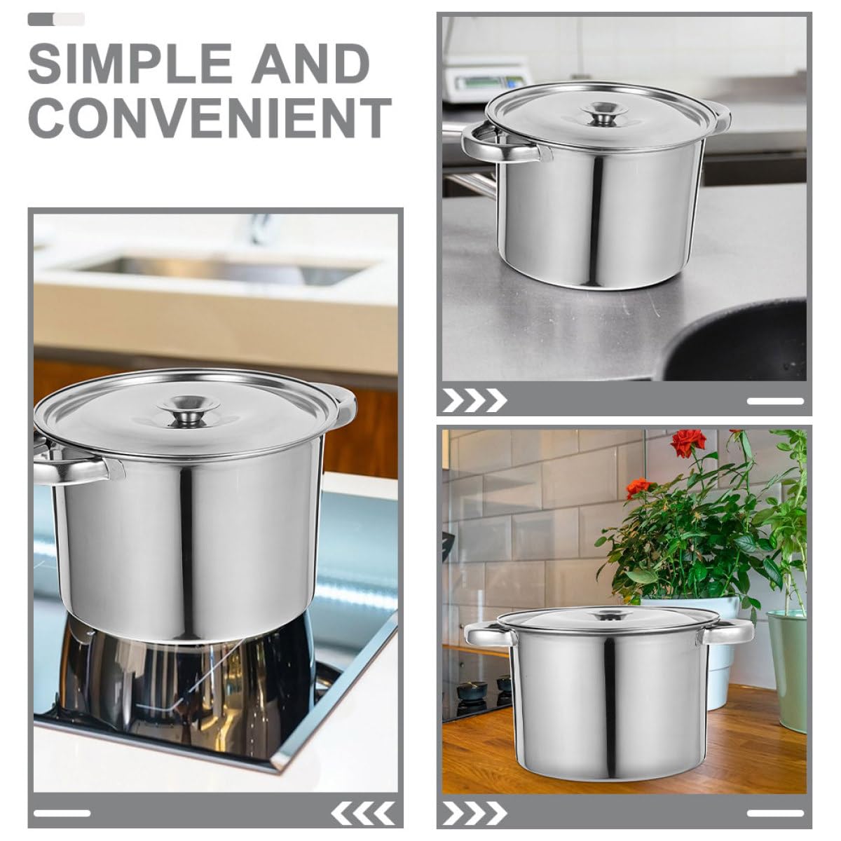 Stainless Steel Double Handle Stock Pot with Lid M968990