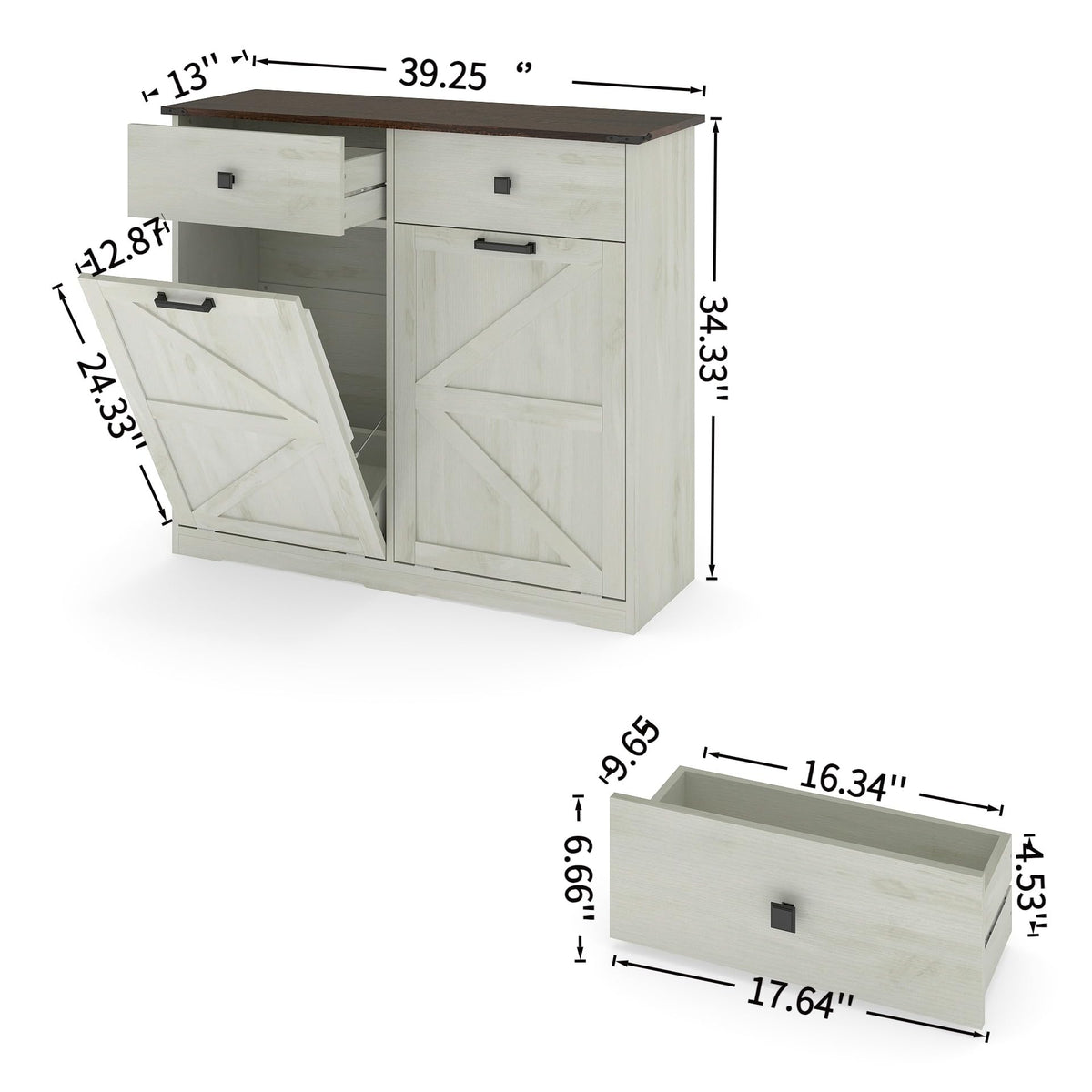 20 Gallon Double Tilt Out Kitchen Trash Can with Hideaway Drawer S48299