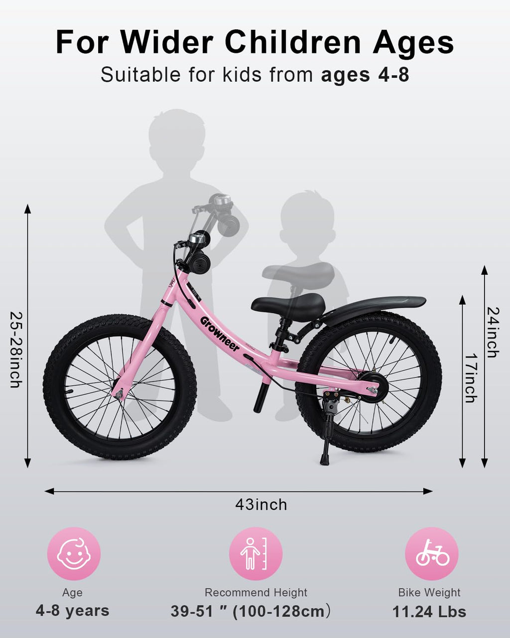 16" Pink Kids Balance Bike M60182