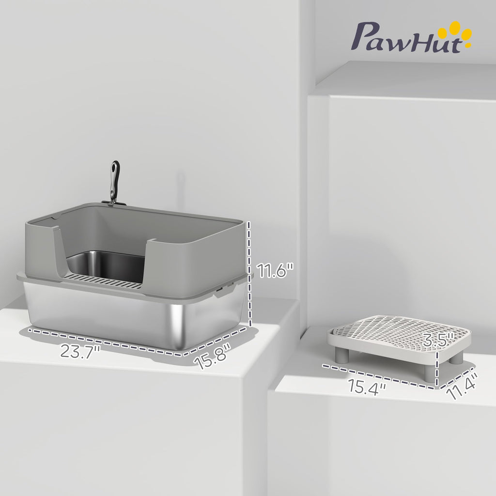 Stainless Steel Extra Large High Sided Litter Box with Scoop D60433