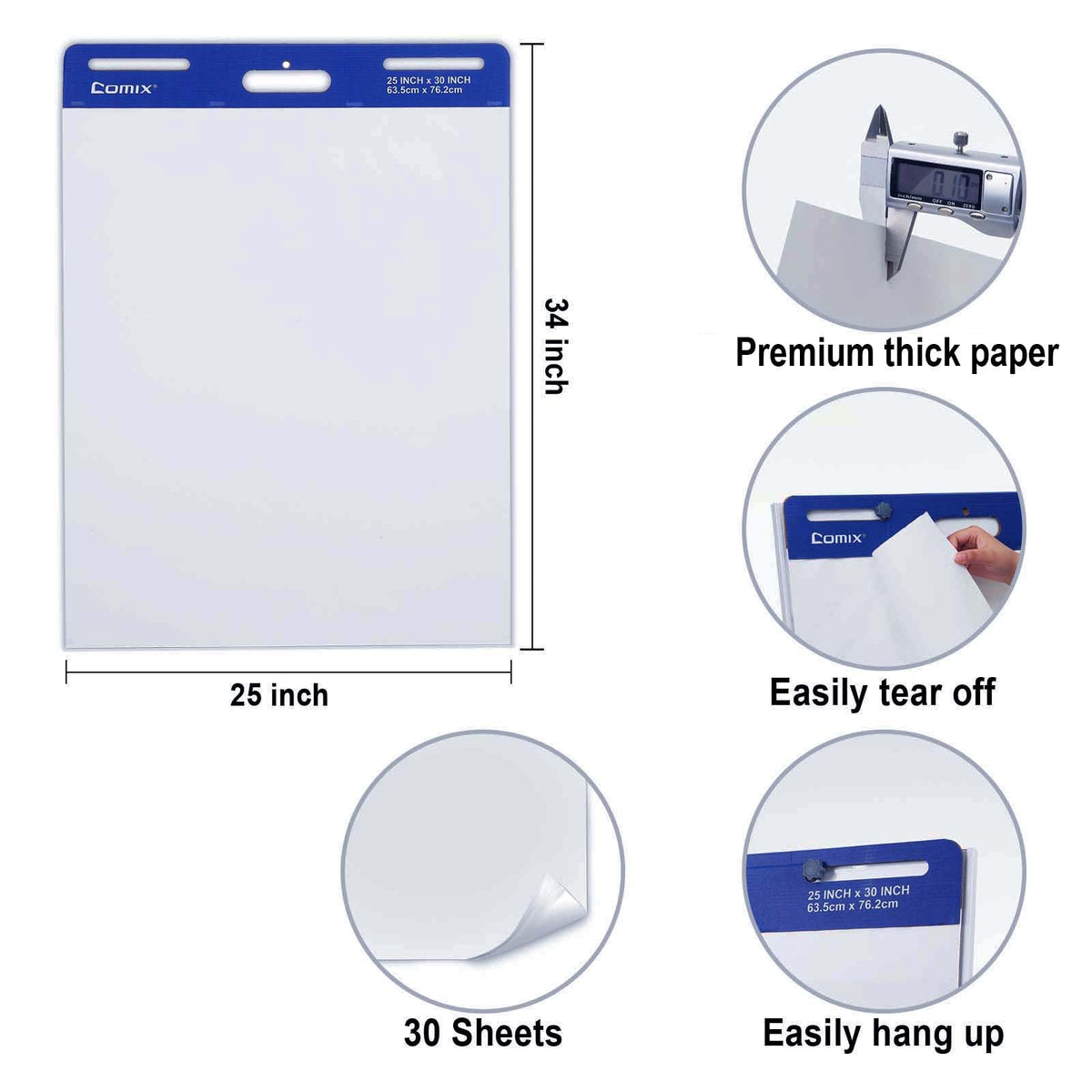 25 x 30 Inches Self Stick Easel Pad, 30 Sheets, 2 Pads M696063
