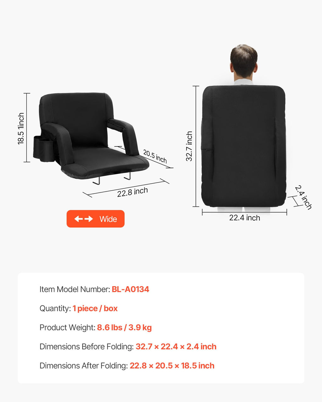 Folding Padded Stadium Seat with Cupholder Y919847