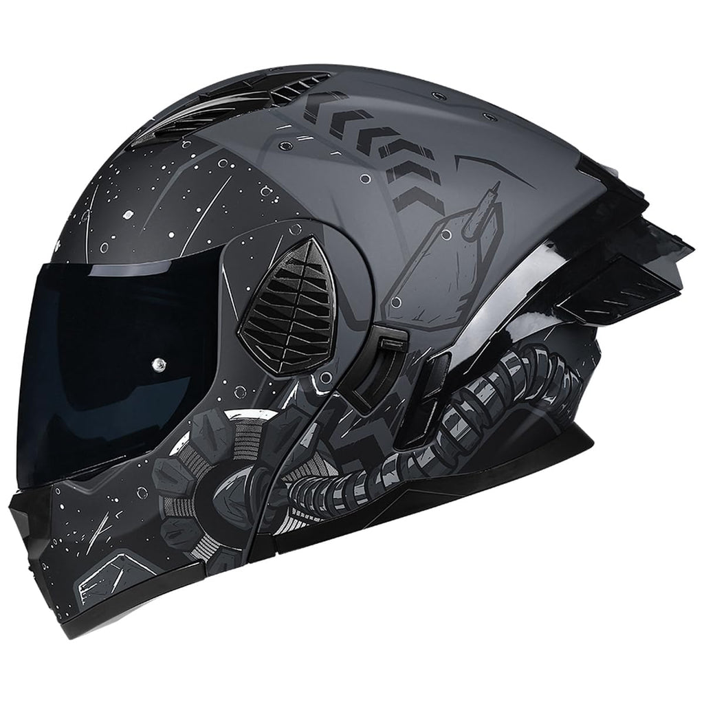 Full Face Flip Up Motorcycle Helmet Dual Visor DOT Approved I300