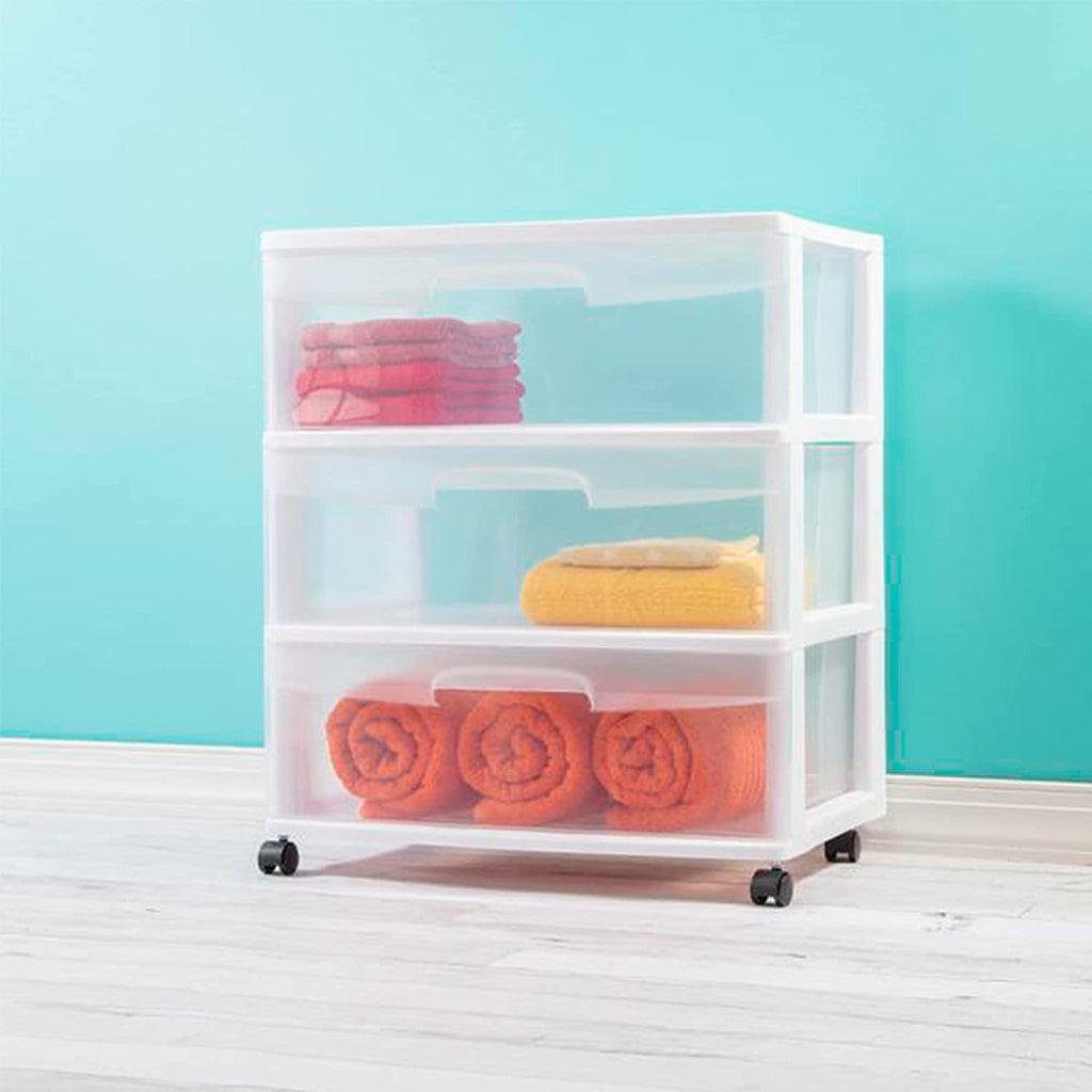 Plastic Storage Drawer Cart with 3 Clear Drawers E262