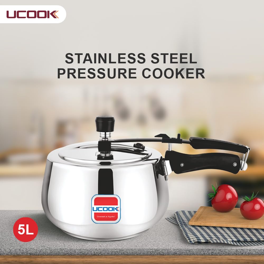 Stainless Steel Induction Pressure Cooker, 3 Litre, Silver U781