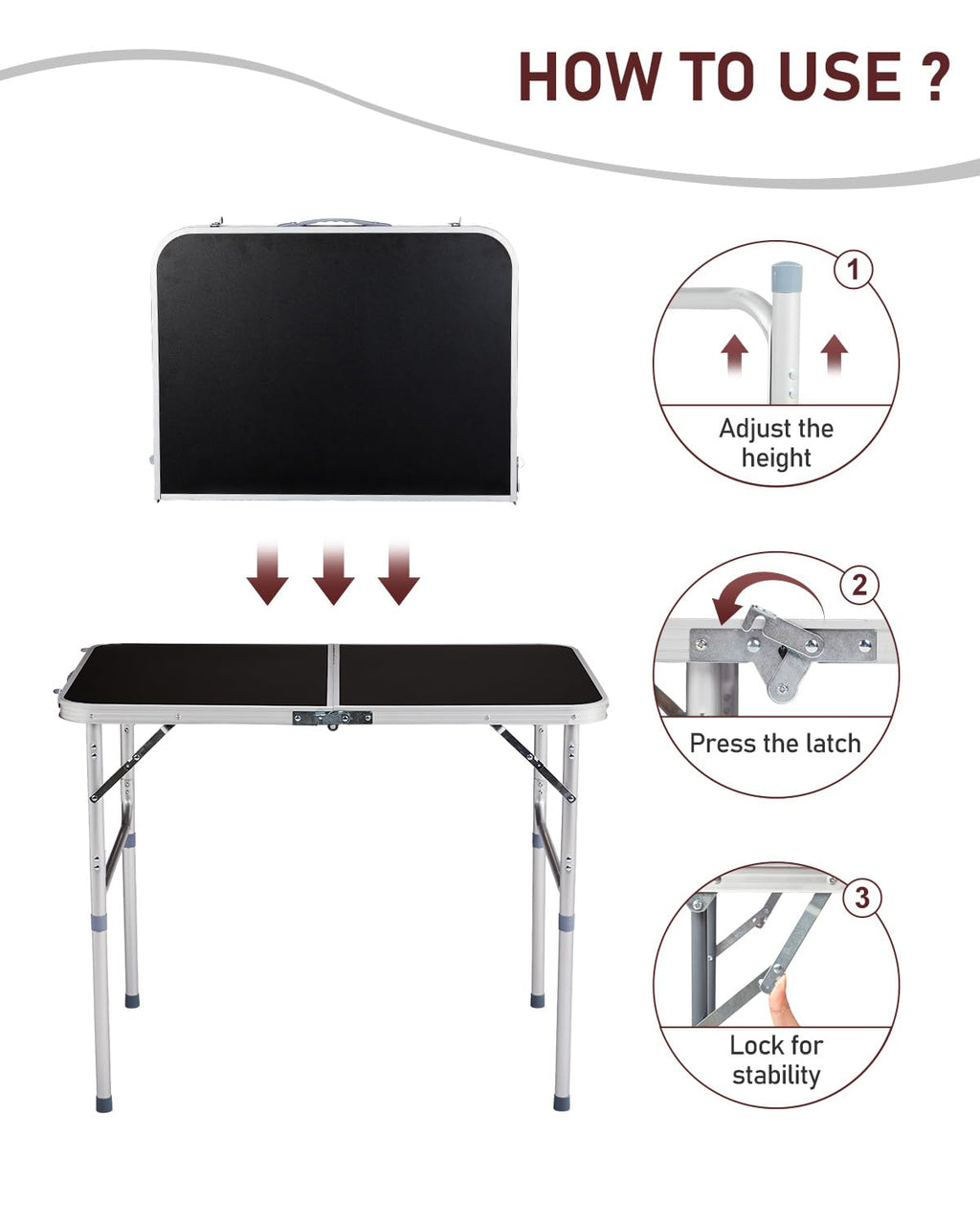 Portable Folding Camping Table Black J640