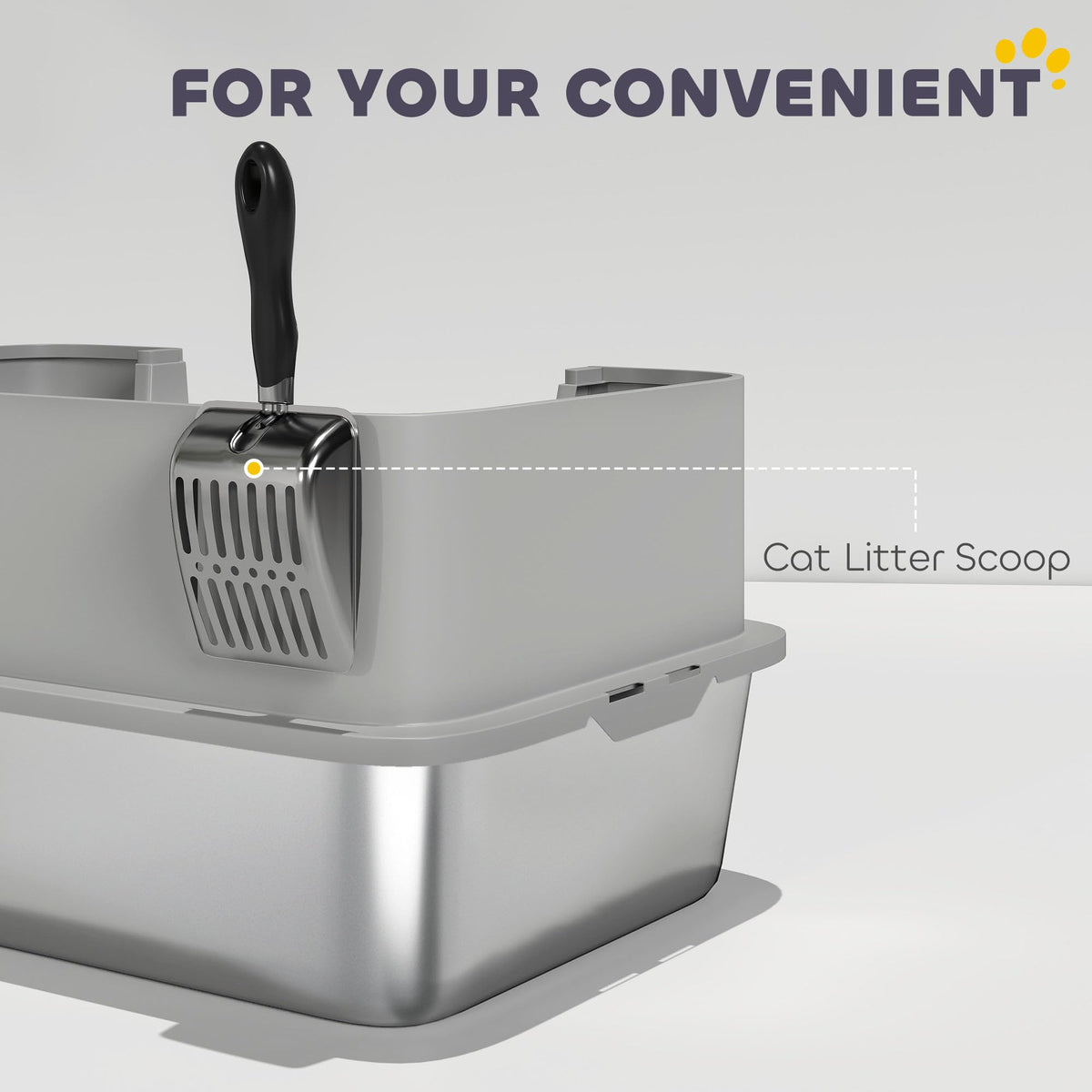 Stainless Steel Extra Large High Sided Litter Box with Scoop D60433
