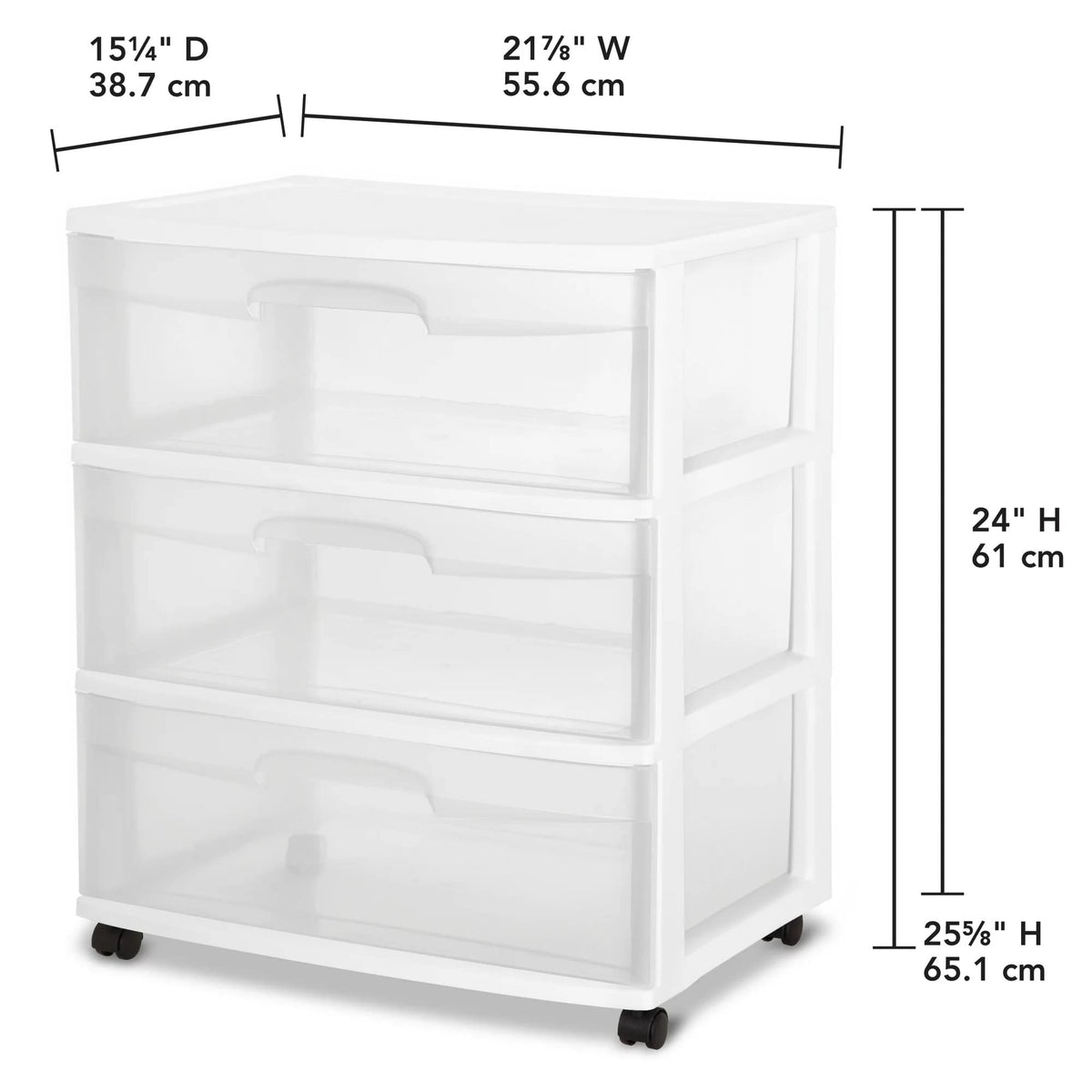 Plastic Storage Drawer Cart with 3 Clear Drawers E262