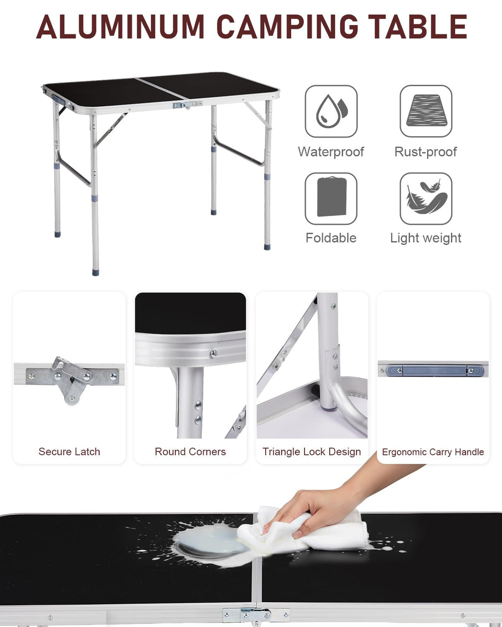 Portable Folding Camping Table Black J640