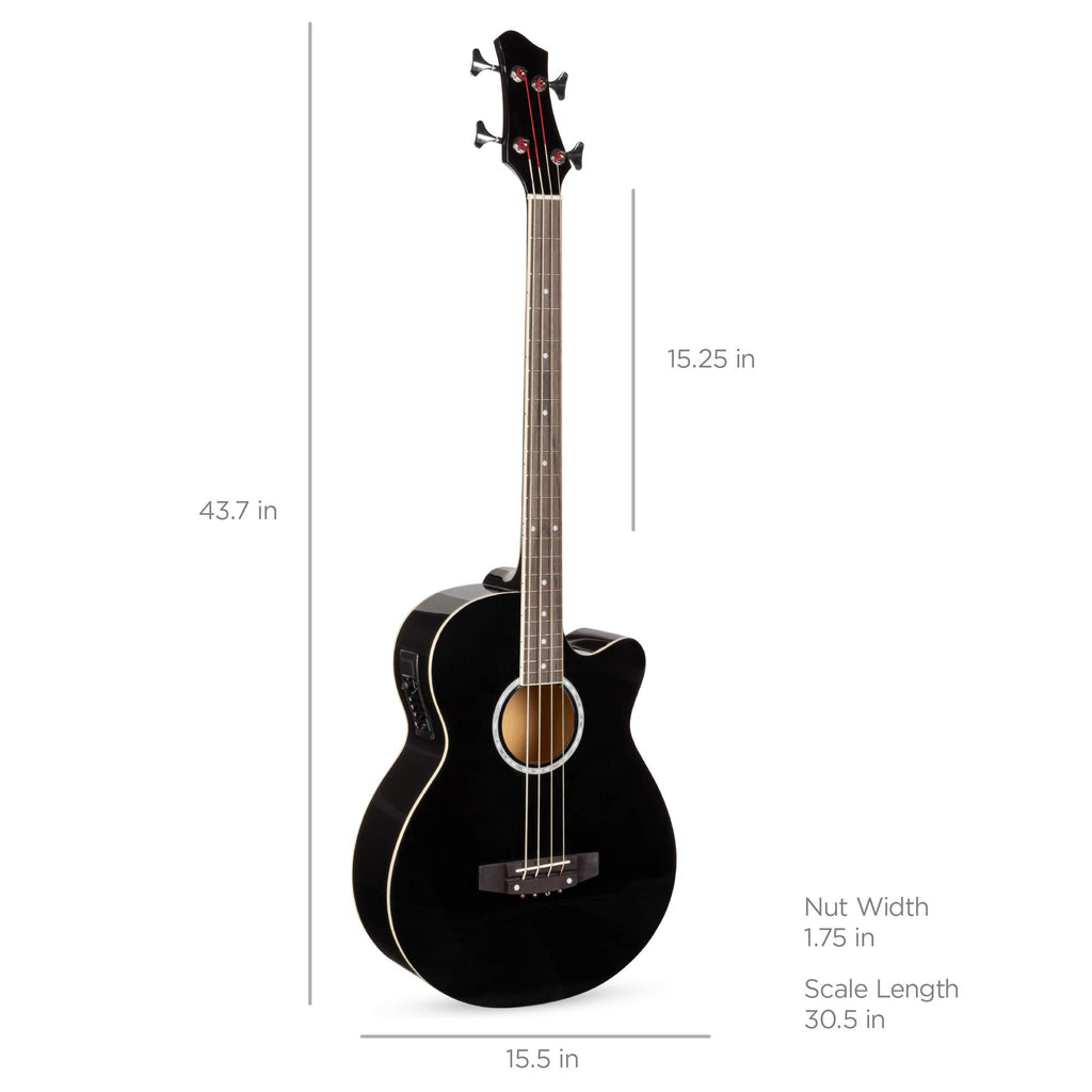 Full Size 4 String Black Acoustic Electric Bass Guitar B136