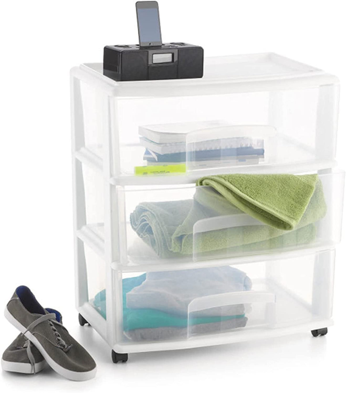Plastic Storage Drawer Cart with 3 Clear Drawers E262