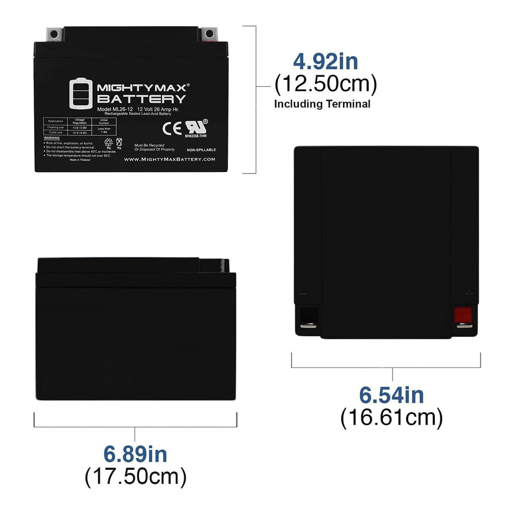 12V 26AH Sealed Lead Acid Battery 4 Pack V5929
