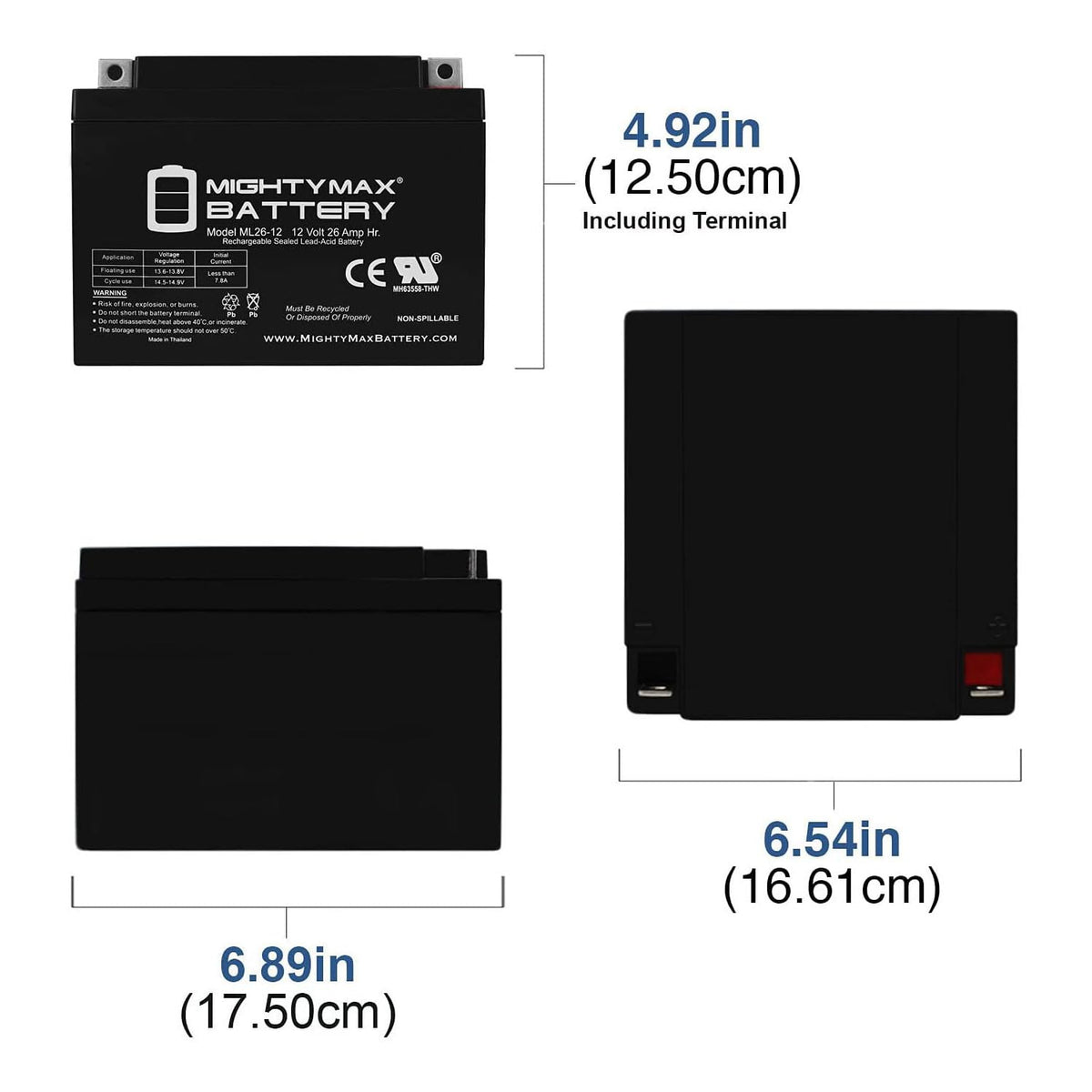12V 26AH Sealed Lead Acid Battery 4 Pack V5929