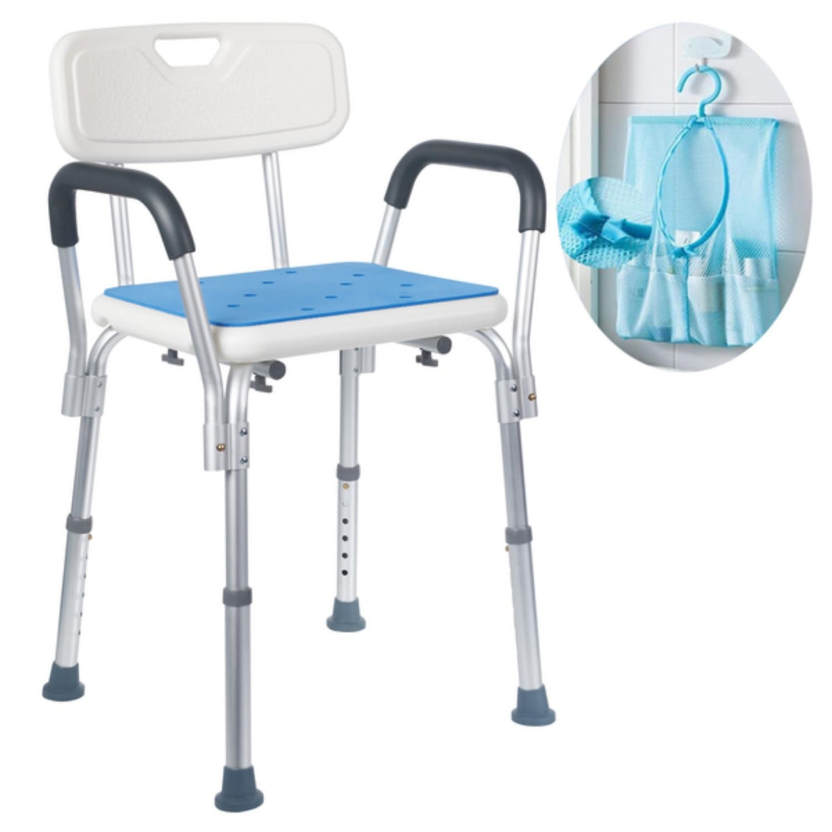 Adjustable Shower Chair with Back and Armrests W555