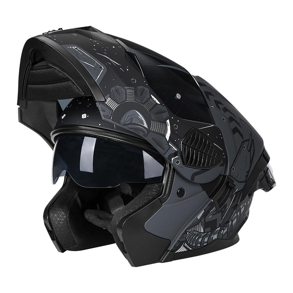 Full Face Flip Up Motorcycle Helmet Dual Visor DOT Approved I300