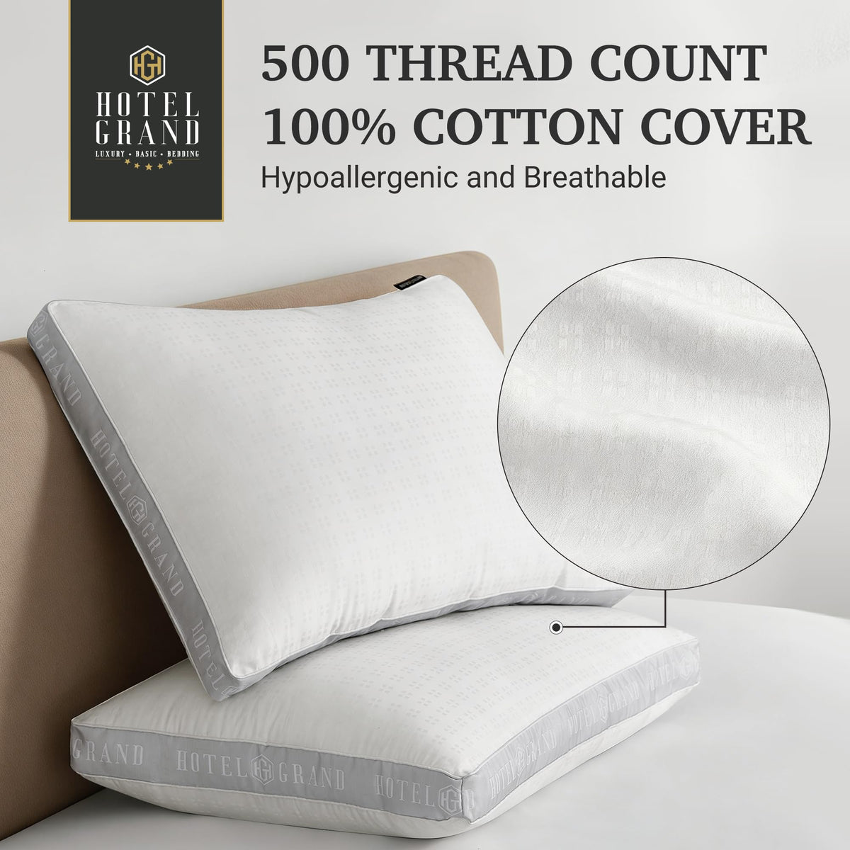 King Size Set of 2 Medium Soft Bed Pillows G844588