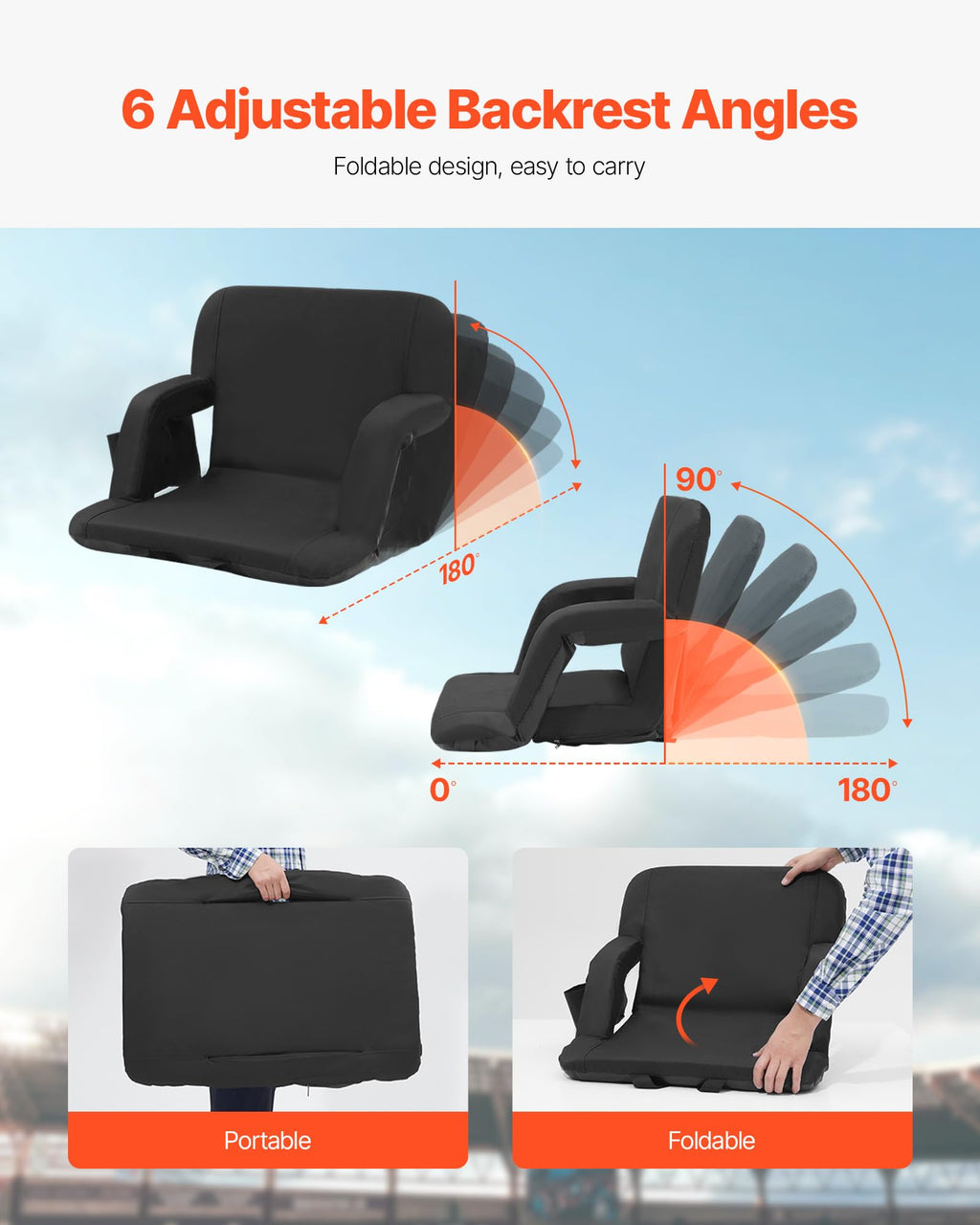 Folding Padded Stadium Seat with Cupholder Y919847
