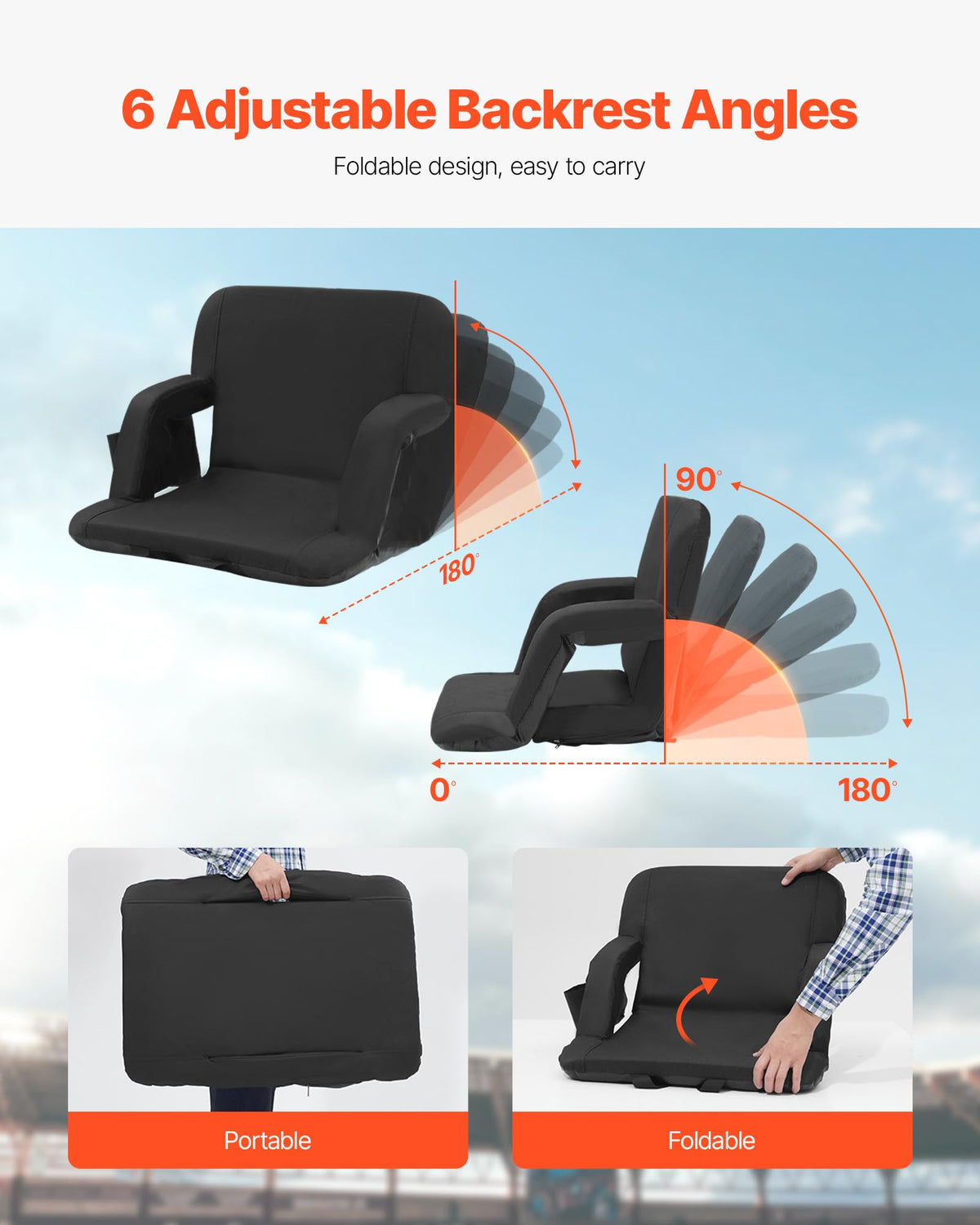 Folding Padded Stadium Seat with Cupholder Y919847