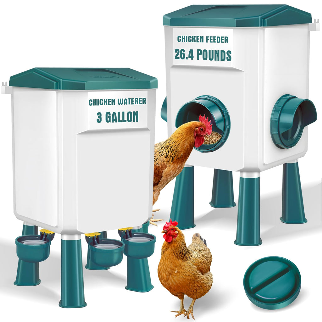 Chicken Feeder and Waterer Set 3 Gallon N8897