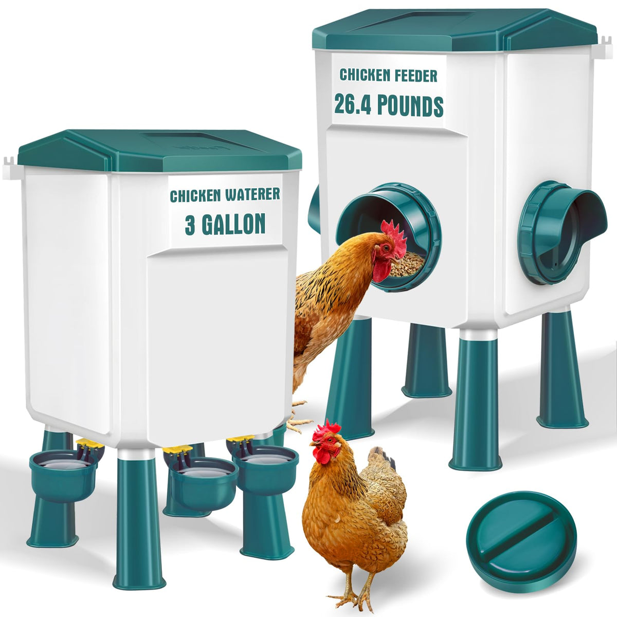 Chicken Feeder and Waterer Set 3 Gallon N8897