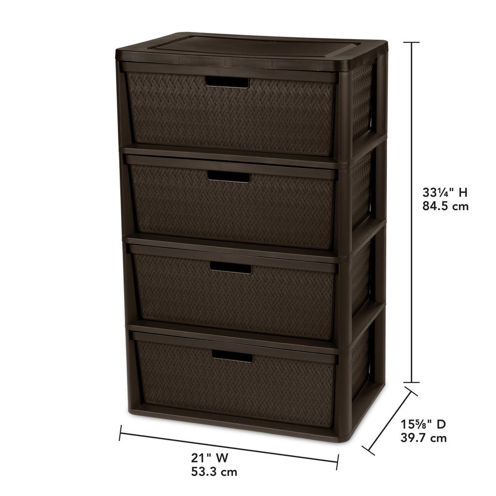 Brown 4-Drawer Storage Tower with Bins K255916