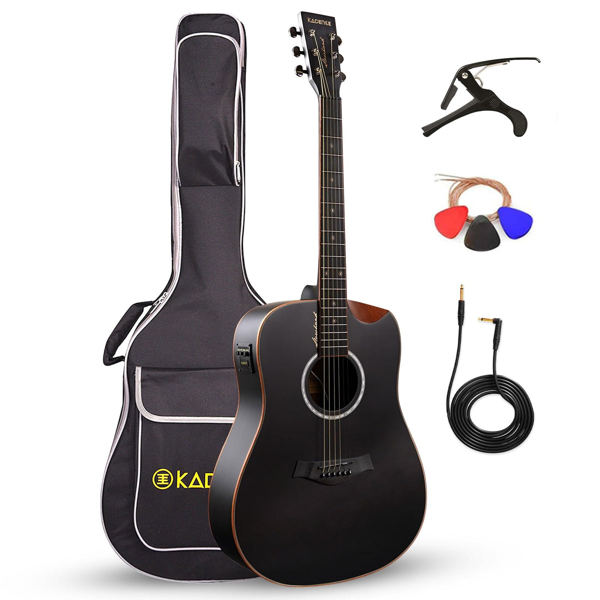 41” Black Spruce Wood Electro-Acoustic Guitar with Built-in Pickup T235