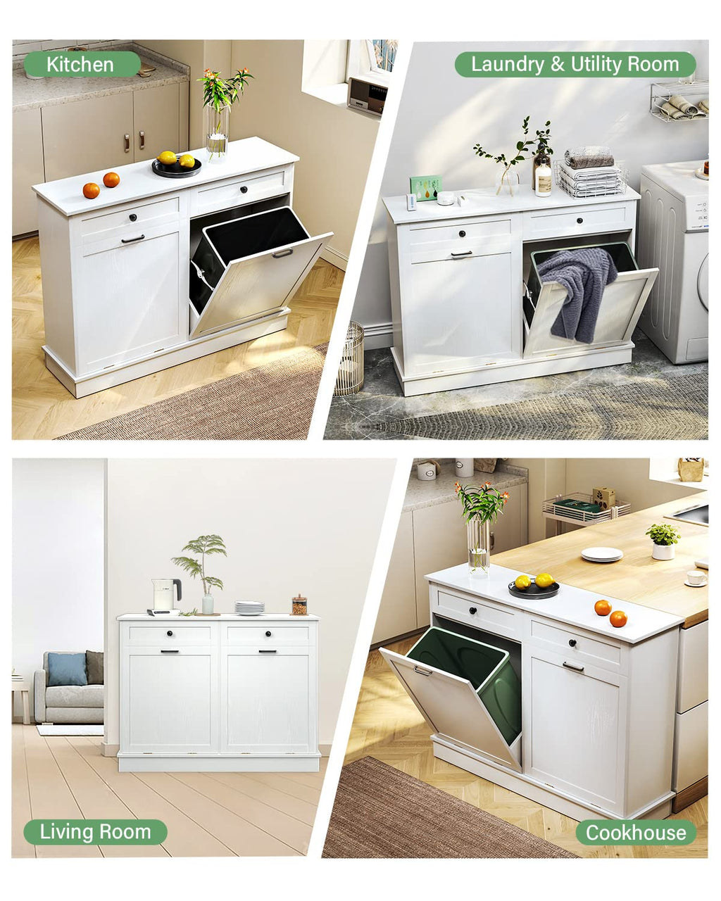 Double Tilt Out Trash Cabinet with Drawer X134
