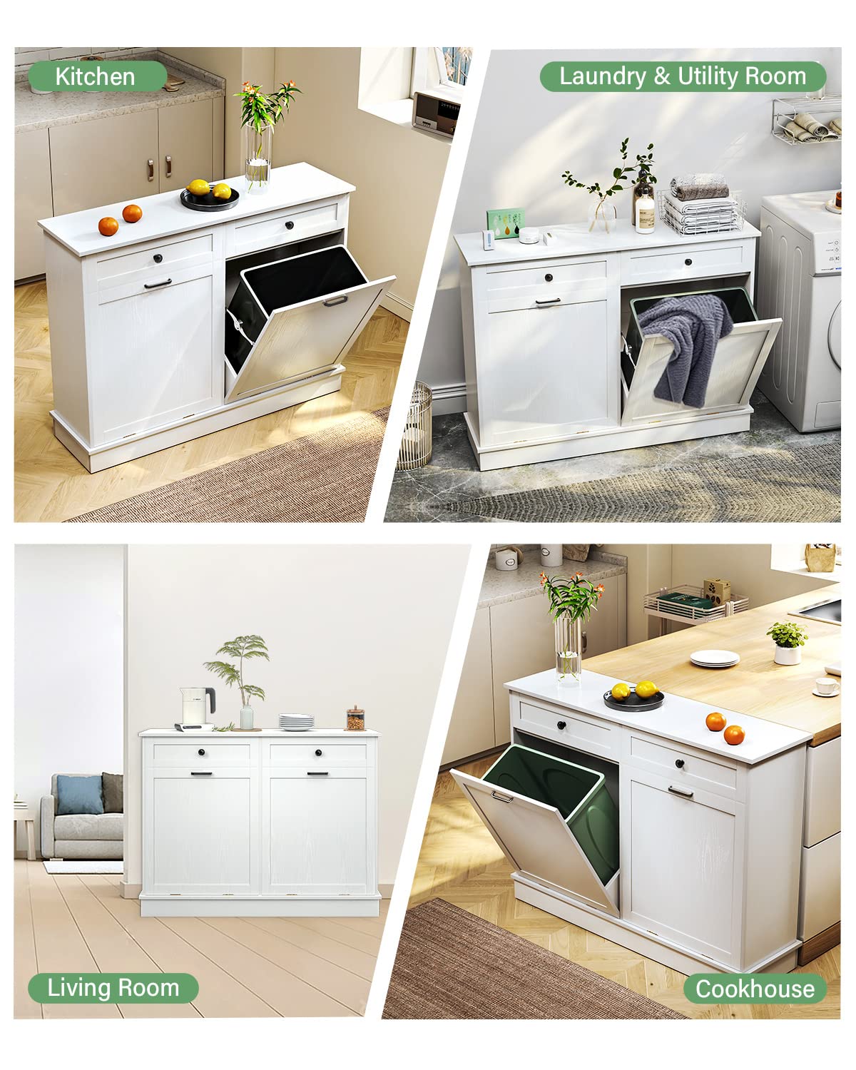 Double Tilt Out Trash Cabinet with Drawer X134