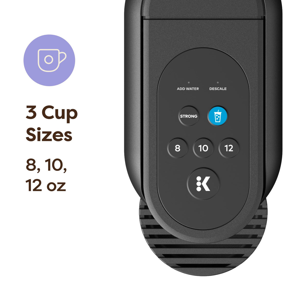 Single-Serve K-Cup Pod Coffee Maker, 3 Cup Sizes, 50 oz Removable Reservoir, Matte Black P3740