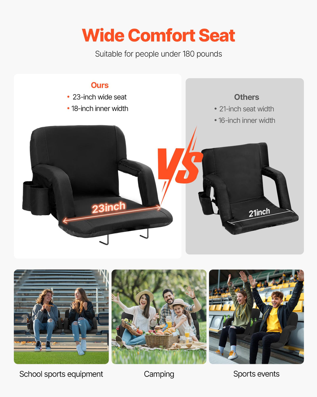 Folding Padded Stadium Seat with Cupholder Y919847
