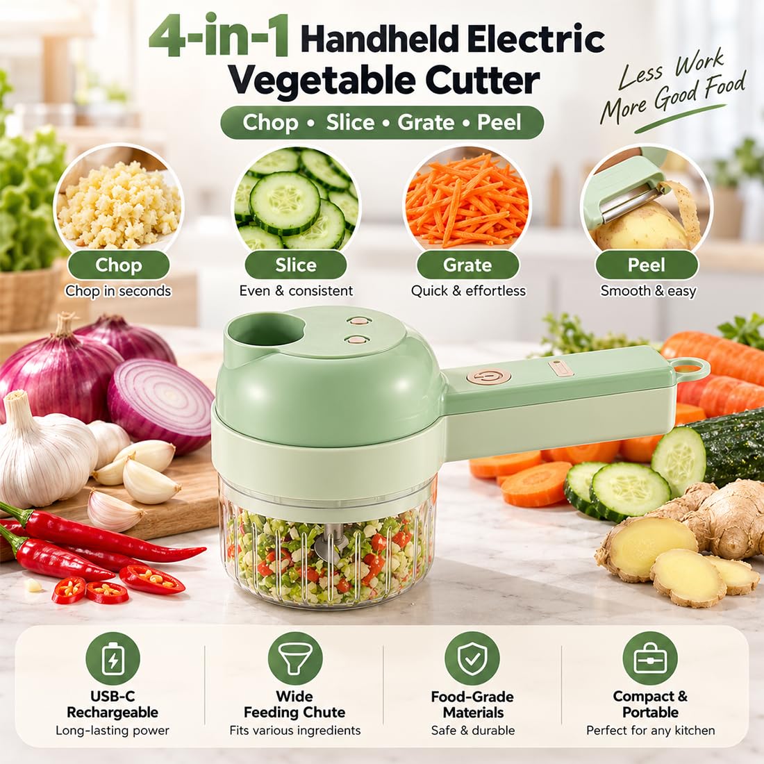 4 in 1 Wireless Electric Vegetable Chopper O55725