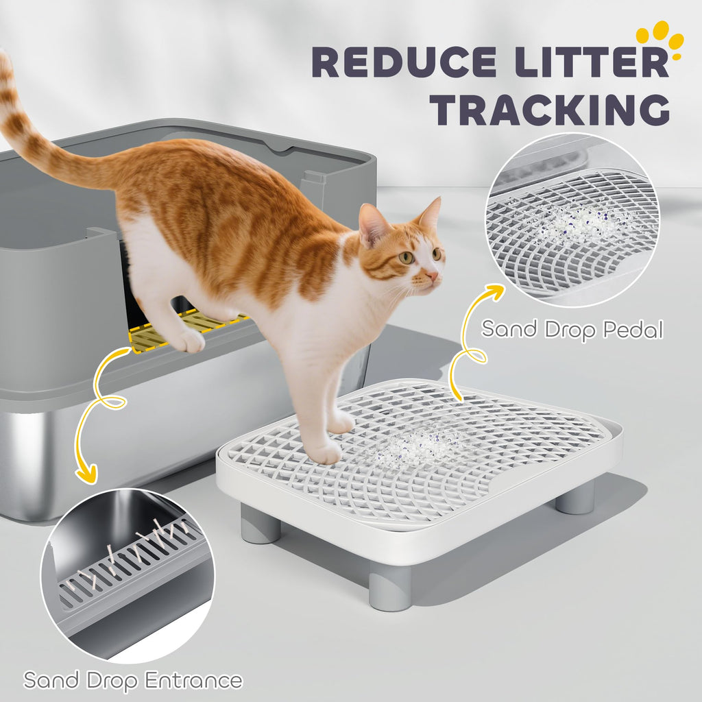 Stainless Steel Extra Large High Sided Litter Box with Scoop D60433