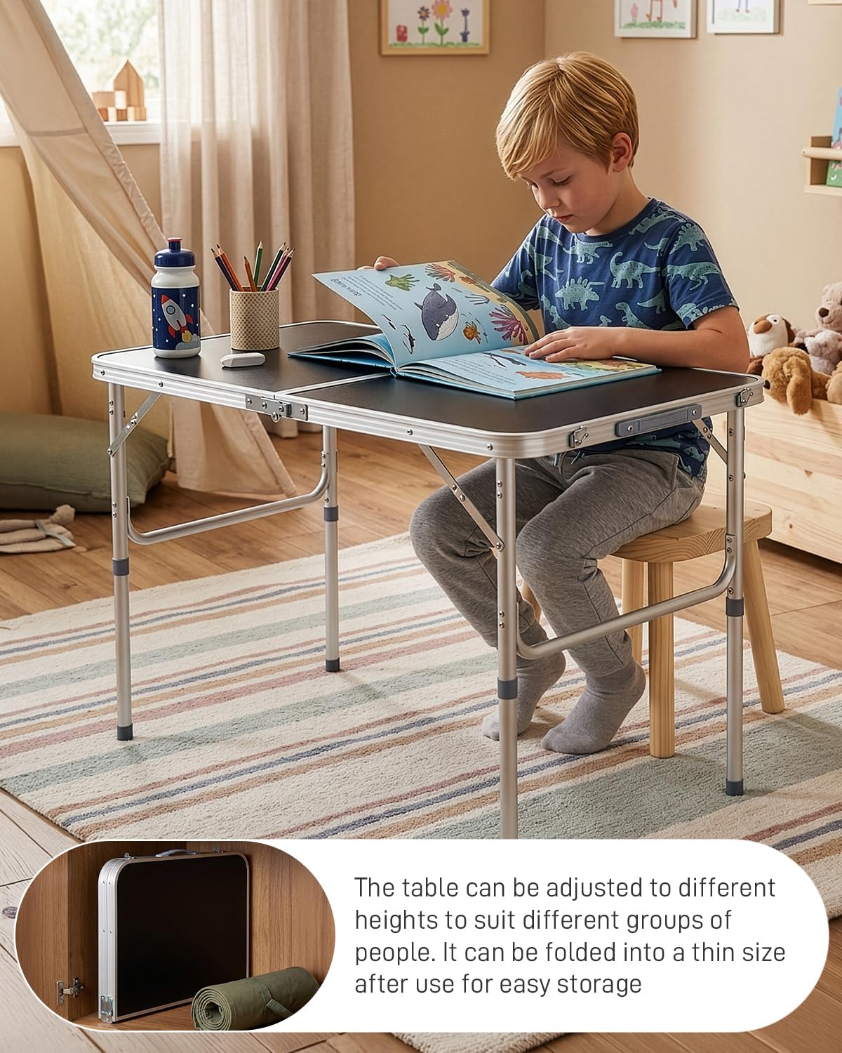 Portable Folding Camping Table Black J640