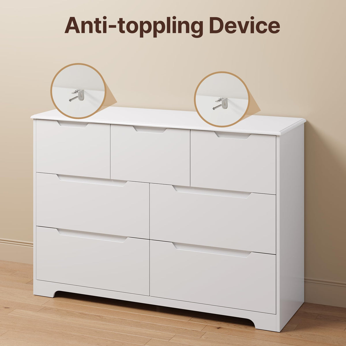 White 7 Drawer Dresser F40939