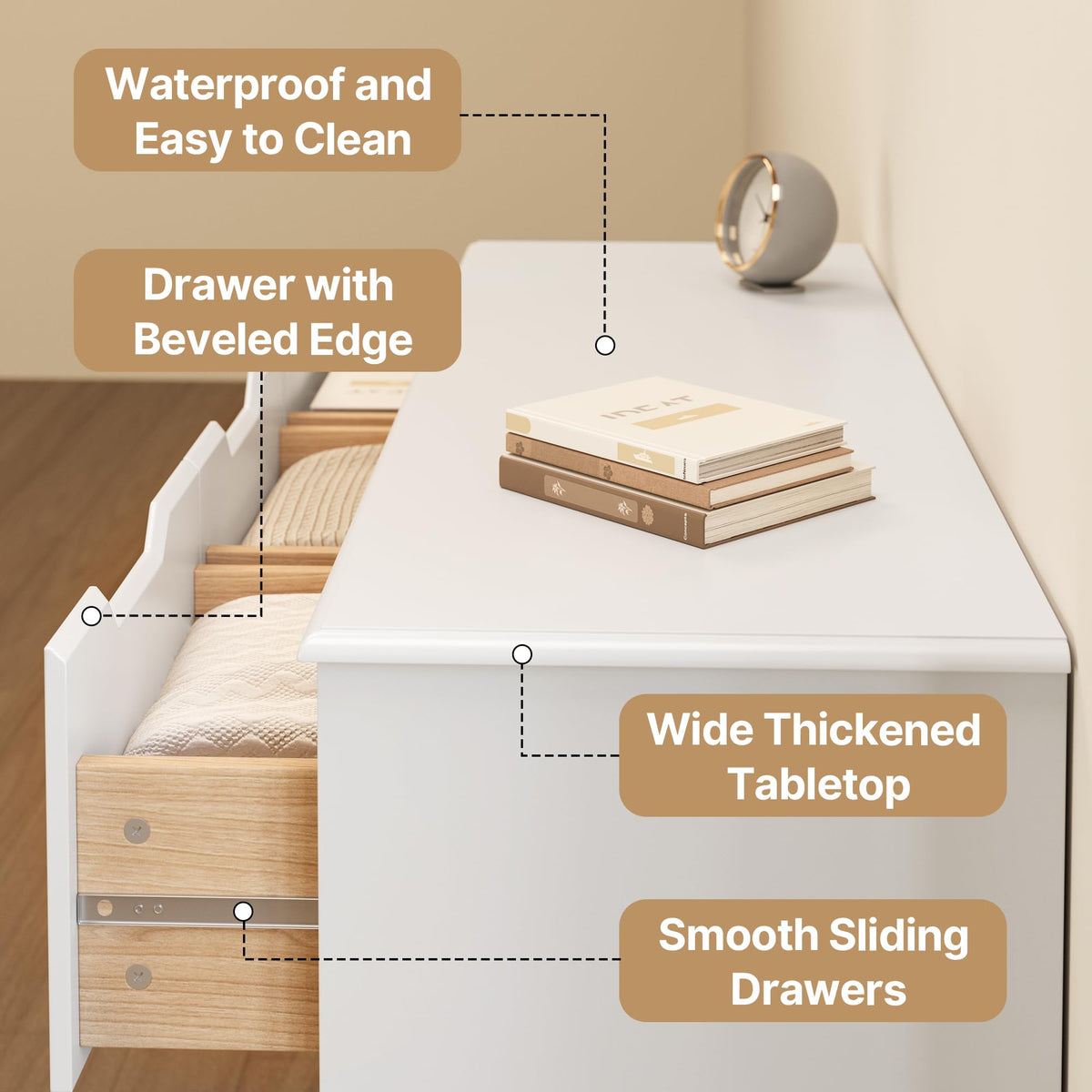 White 7 Drawer Dresser F40939